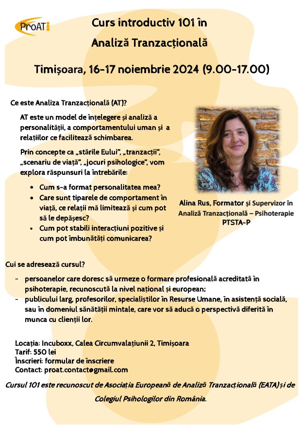 Curs Introductiv 101, 16-17 noiembrie 2024